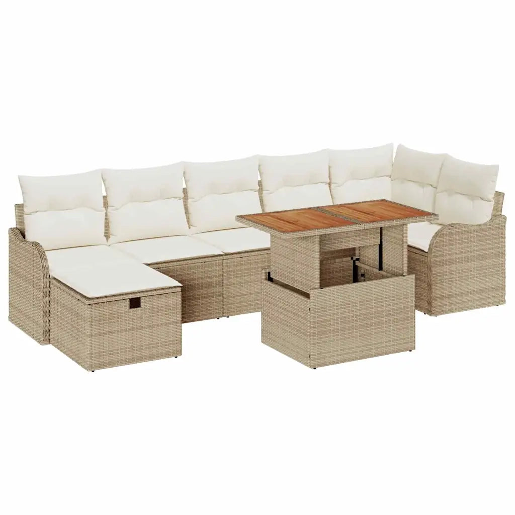 Set Divano da Giardino 8 pcs Beige Poly Rattan 3361281
