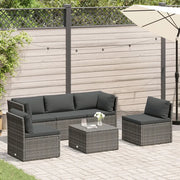 Set Divani da Giardino 4 pz con Cuscini in Polyrattan Grigio 44723