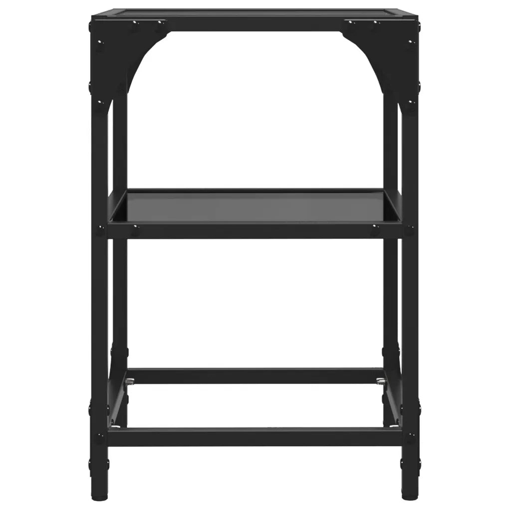 2 pz Tavolini da salotto | Tavolino da caff¨¨ | Tavolino da Soggiorno con Piano Vetro Nero 30x30x45cm Acciaio