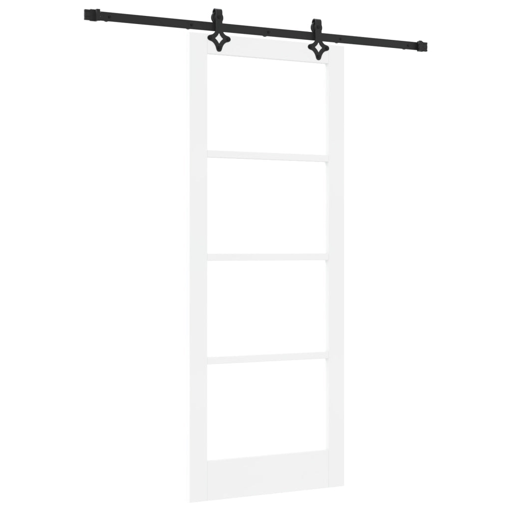 Set di Porte Scorrevoli  con Set Hardware "ORKDAL" Bianco in Legno Massello e Vetro