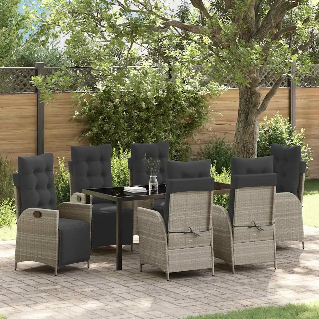 Set da Pranzo per Giardino 7 pcs Grigio chiaro polyrattan 3380572