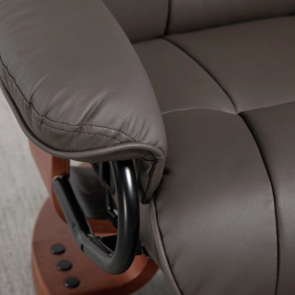 Poltrona relax girevole 360° in pelle sintetica marrone con funzione reclinabile fino a 135°