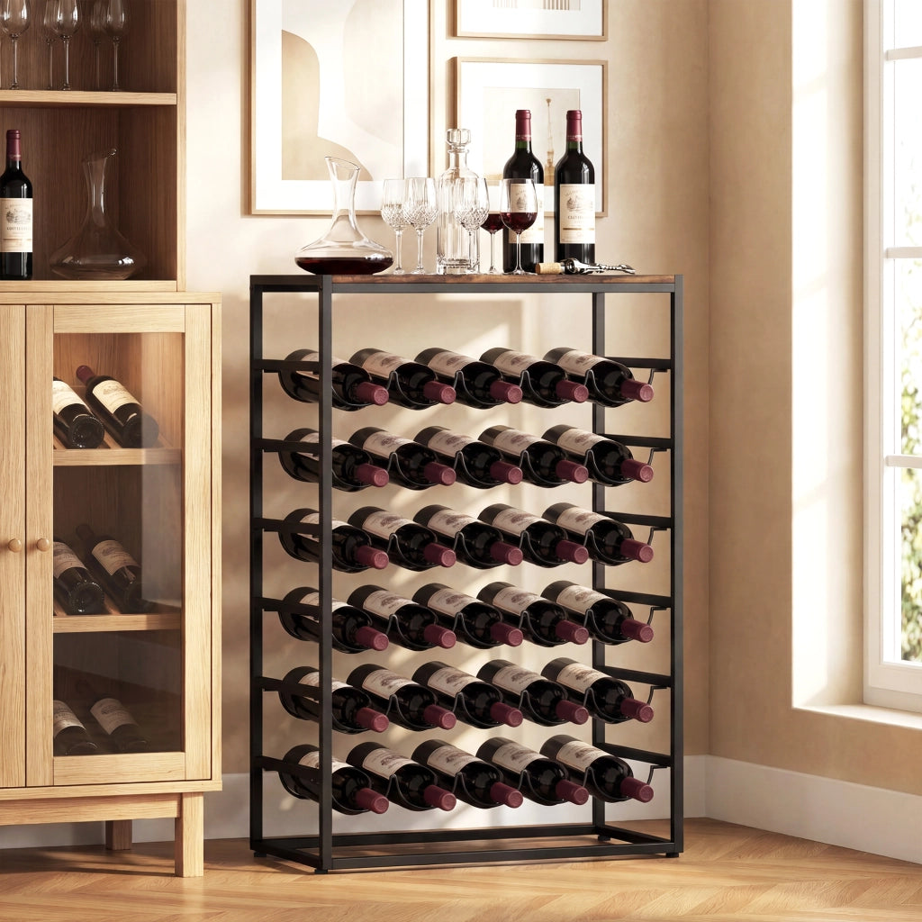 Portabottiglie 30 Bottiglie 6 Ripiani ¨C Xylo ¨C Effetto Legno Marrone Rustico 59x30x88,5cm