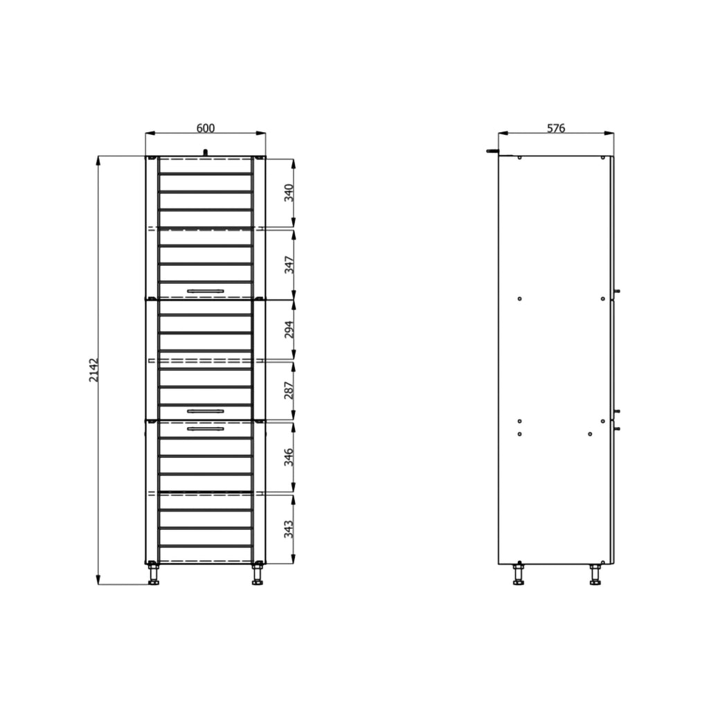 Mobile da Cucina Hallst, Dispensa da Cucina 6 Ripiani, 60x58x214h cm Bianco Crema