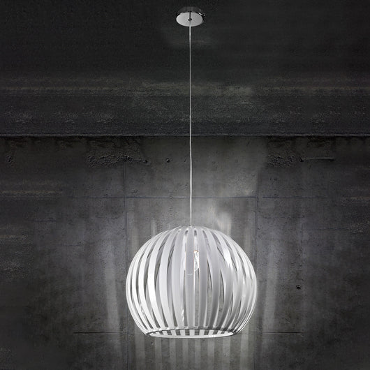 Lampadario In Metallo Contemporaneo Slice Cromo Bianco 1 Luce E27 Grande