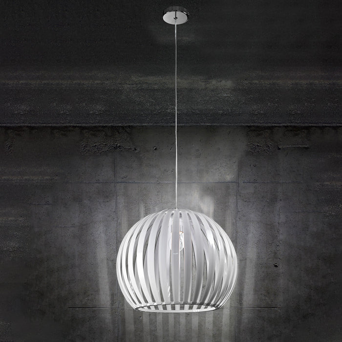 Lampadario In Metallo Contemporaneo Slice Cromo Bianco 1 Luce E27 Grande