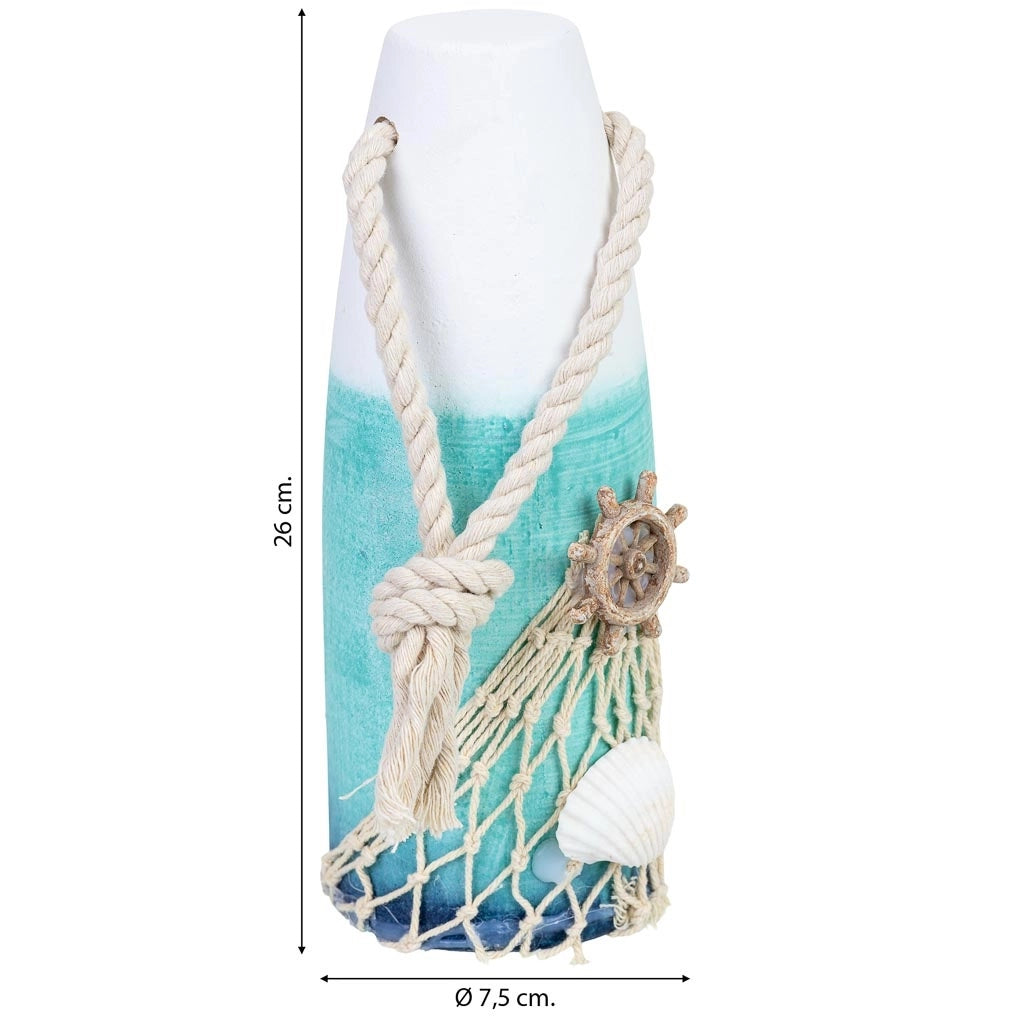 Decorazione da appendere in legno blu, 7,5x7,5x26 cm