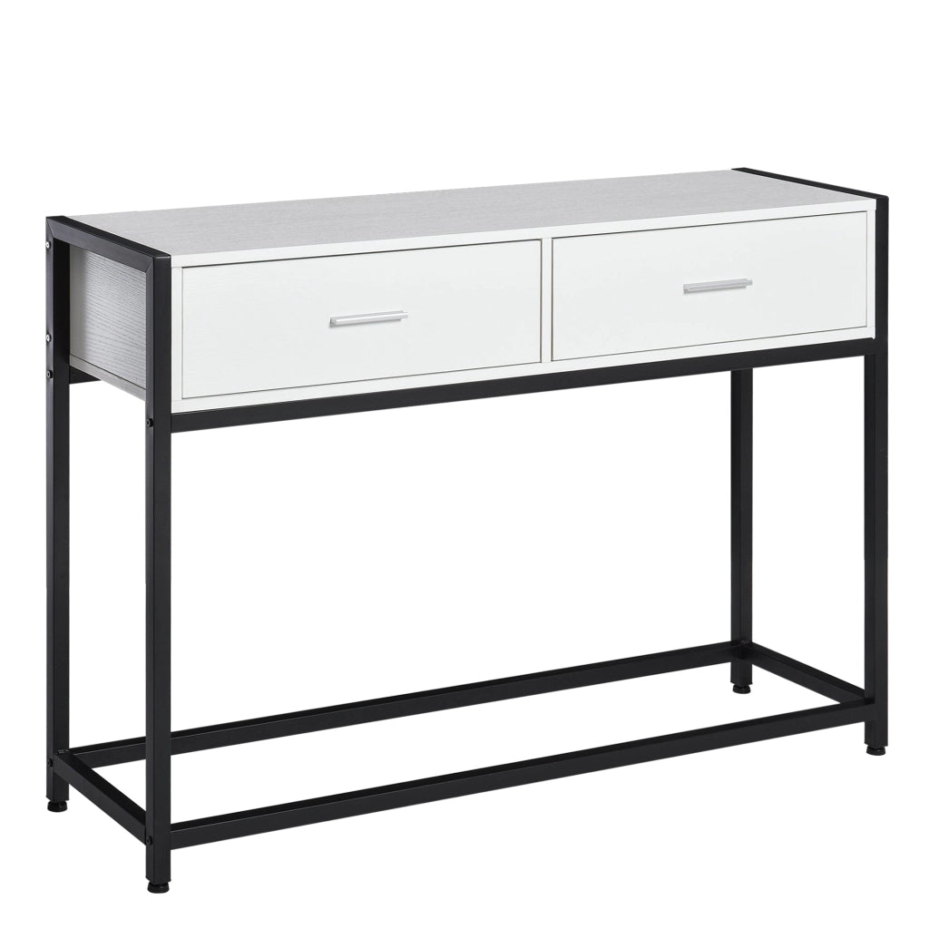Consolle Fissa 120x34x81 cm in Truciolare e Acciaio  Bianco e Nero