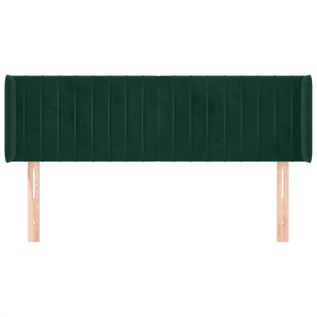 Testiera | Testata ad Orecchio Verde Scuro 147x16x78/88 cm in Velluto
