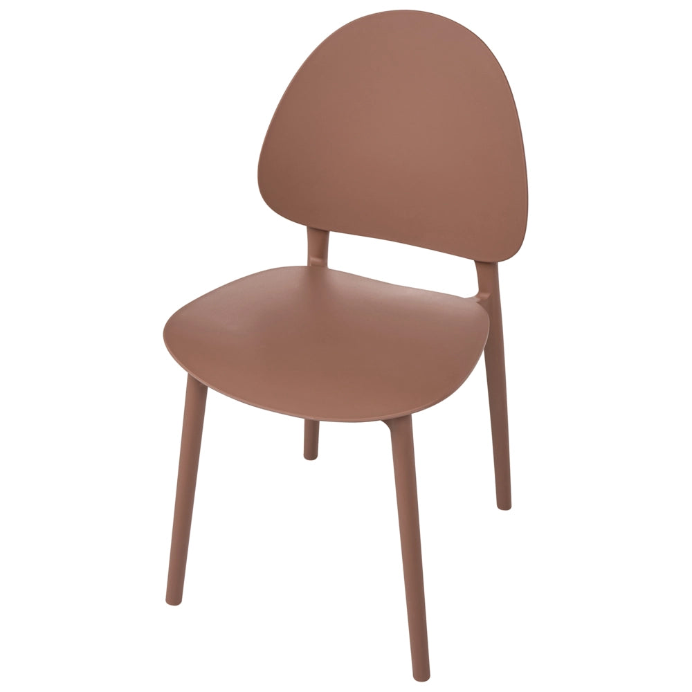 Set di 4 sedie da pranzo in plastica marrone per interni ed esterni senza braccioli stile classico minimalista