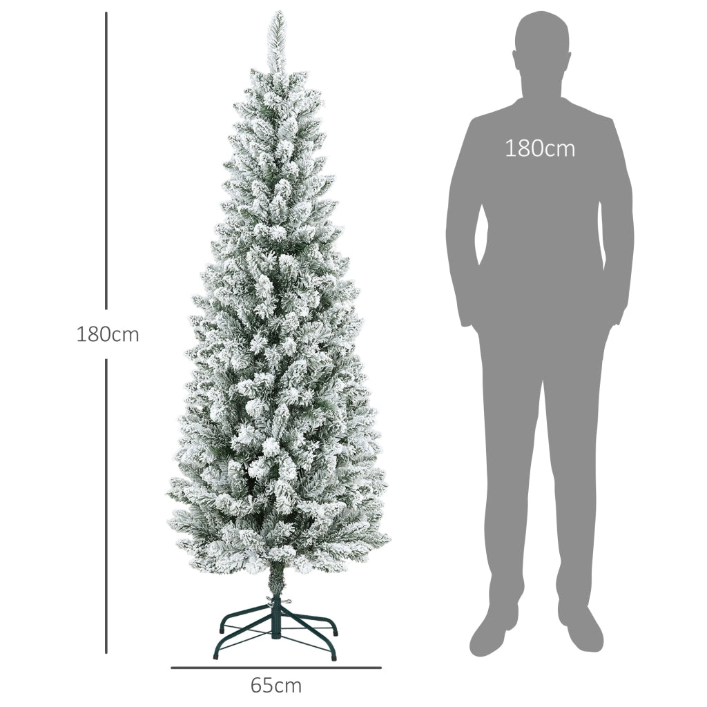 Albero di Natale Artificiale Innevato 183 cm ¨C Xylo ¨C 479 Rami, Base Metallo, Verde
