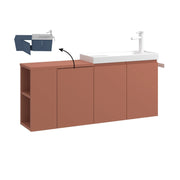 Mobile lavabo "Ferla 110" - 110 x 22 x 45 cm - Cinnamon opaco