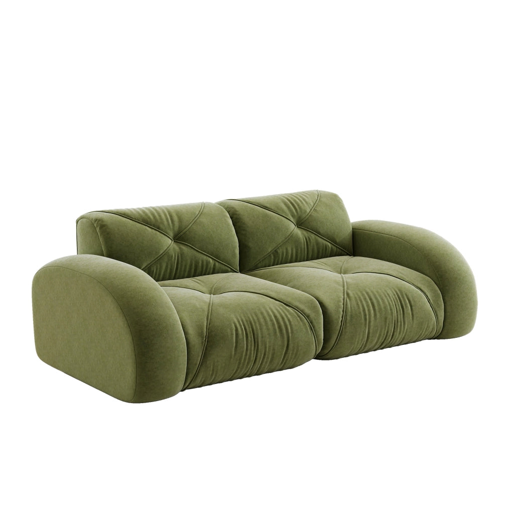 Divano modulare 204x95x76 cm in chenille; senza montaggio; verde
