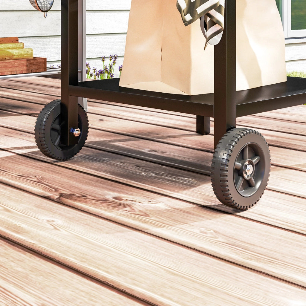 Carrello per Barbecue 91x58x76 cm con Piano in Acciaio Nero