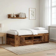 Telaio del letto con storage con porta Legno antico 80 x 200 cm 3429496