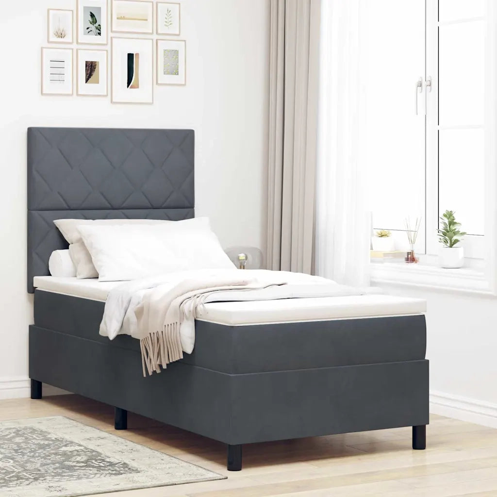 Letto a Sorgente LED Grigio scuro 100 x 200 cm Velluto 3343359