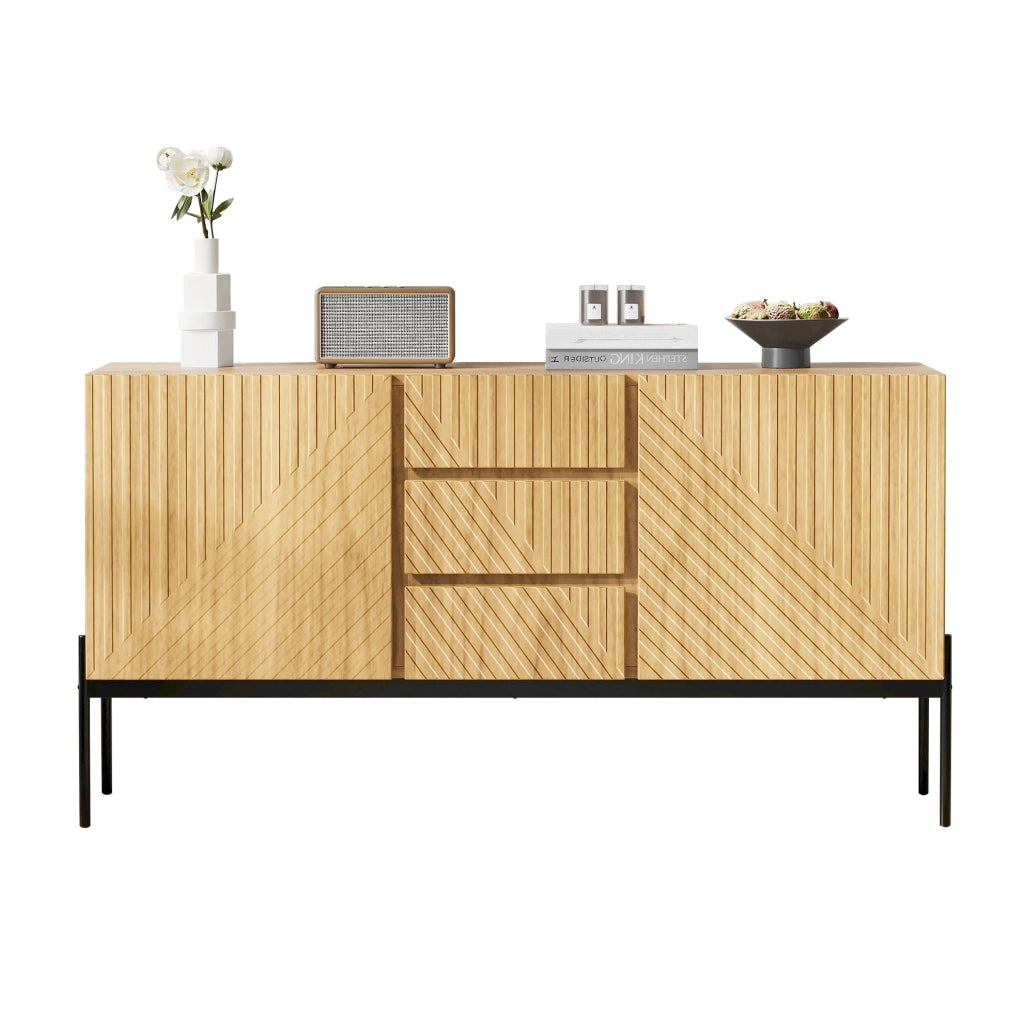 Madia moderna 140 cm con 2 ante e 3 cassetti naturale