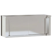 Armadietto a Muro | Mobile Cucina da Parete con Ante Scorrevoli in Acciaio Inox