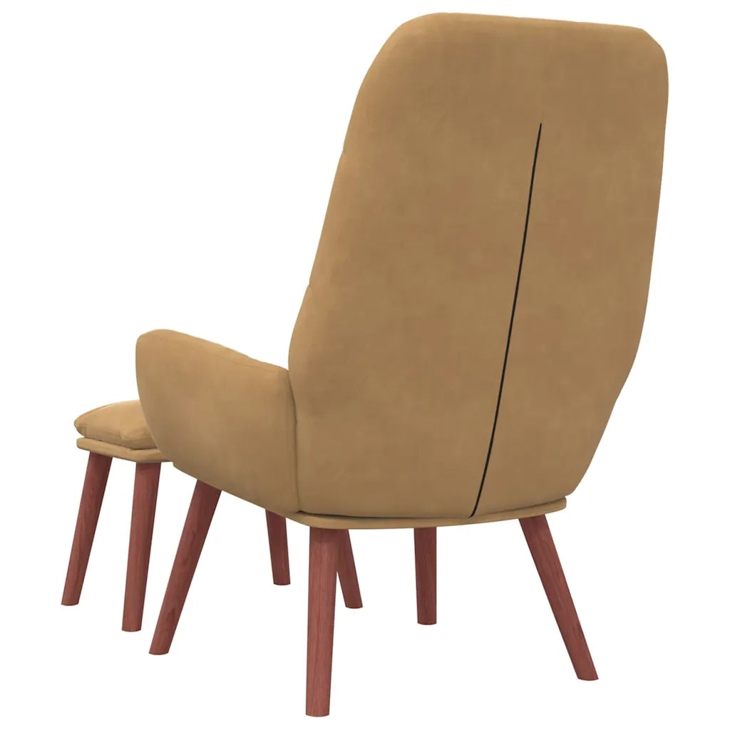 Divano Sedia-Poltrona Relax con Poggiapiedi Marrone in Velluto 716559
