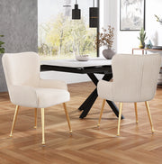 Set di 2 sedie con braccioli in velluto beige e oro