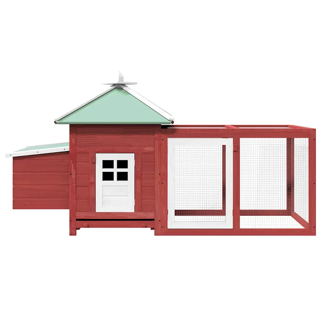 Pollaio con Casetta Nidificazione Rosso 190x72x102 cm in Abete cod mxl 40740