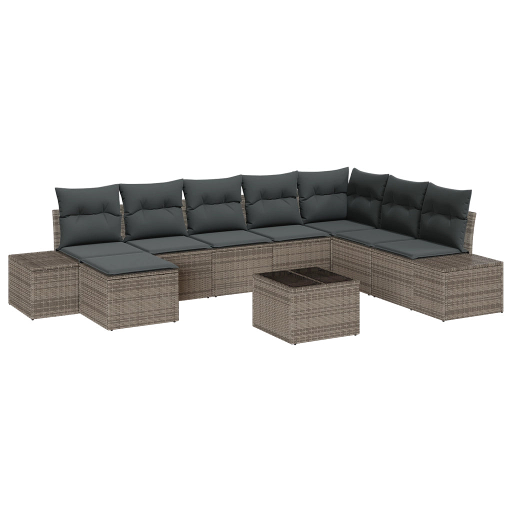 Set Divano Giardino 8 Pezzi con Cuscini Polyrattan Nero