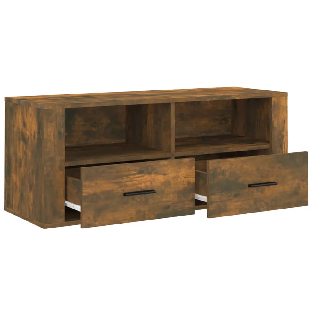 Mobile TV multimediale scaffale TV credenza mobile TV sala da pranzo soggiorno camera da letto rovere affumicato 100 x 35 x 40 cm legno ingegnerizzato marrone 02_0027264