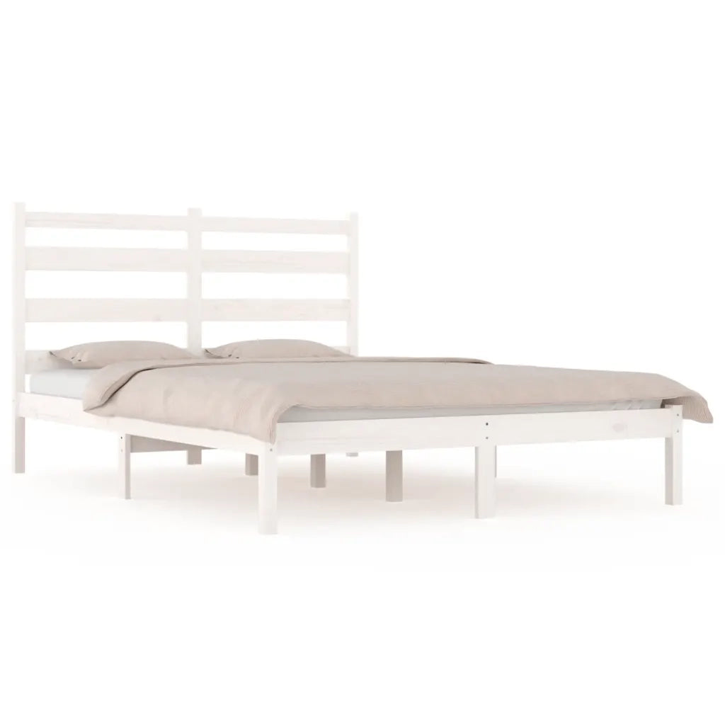 Giroletto-Struttura Letto Bianco in Legno Massello di Pino 200x200 cm 667677