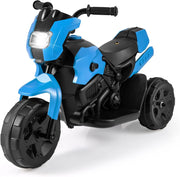 6V Moto Elettrica per Bambini, Moto a 3 Ruote con Fari LED, Pedale a Piedi, Veicolo Elettrico a Batteria per Bambini 37-72 Mesi (Blu)
