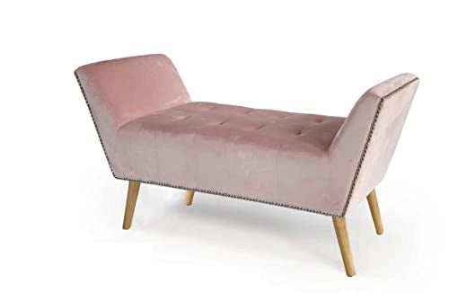 PANCA IN VELLUTO CON GAMBE LEGNO 117 X 40 X 60 CM IN COLORE ROSA ANTICO
