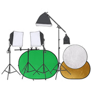 Kit per studio fotografico con illuminazione schermo di sfondo e riflettore nero 02_0042495