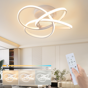 ZMH Lampada da soffitto plafoniera LED moderna 46W dimmerabile telecomando design fiore 4 petali bianco 45cm