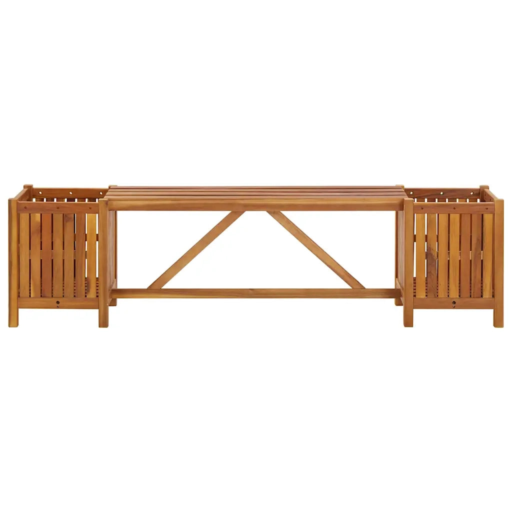 Panca Giardino con 2 Fioriere 150x30x40cm Legno Massello Acacia 46344