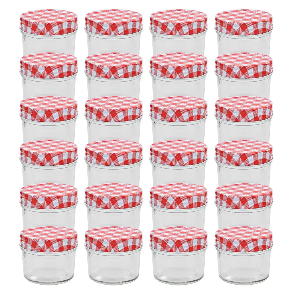 Vasi Marmellata in Vetro Coperchio Bianco e Rosso 24 pz 110 mlcod mxl 81367