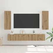 Set mobile TV 5 pz-Set di 5 Credenza per TV Rovere artigianale Legno multistrato 147576
