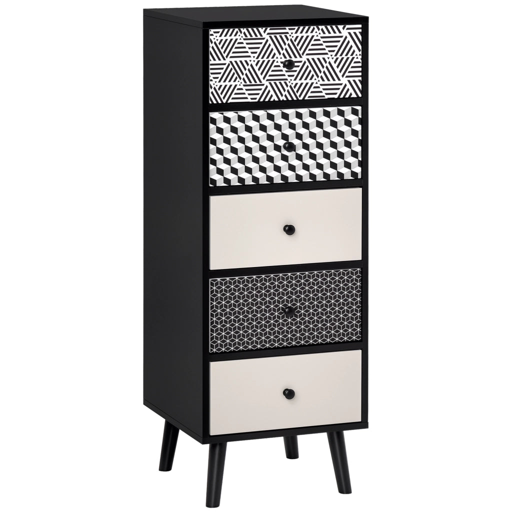 Mobile Cassettiera 5 Cassetti Arredamento Moderno Casa 40x40x111.5cm