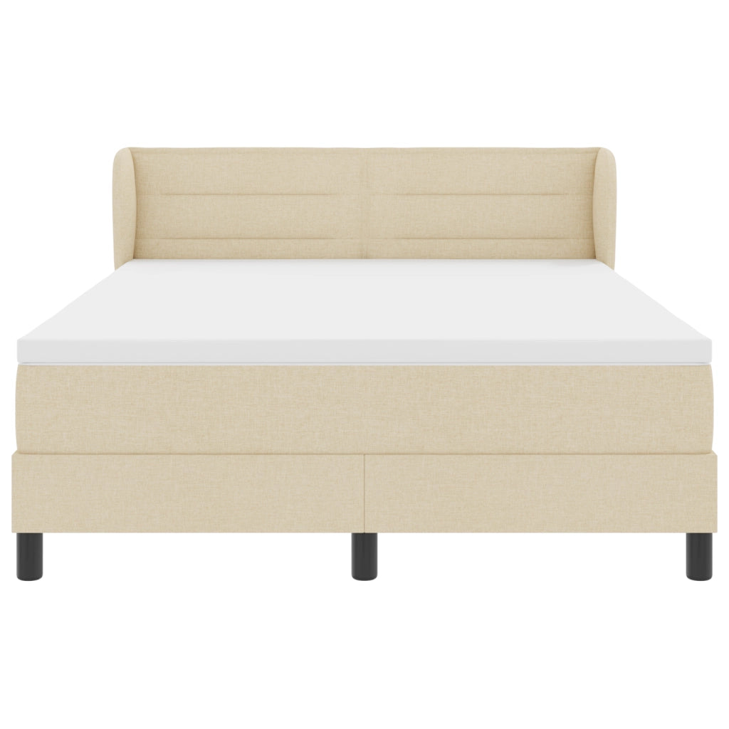 Letto Box Spring con Materasso Crema 140x190 cm Tessuto