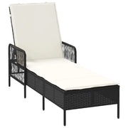 Lettino da Lettino sole | Sdraio da giardino | Lettino da sole Nero e Bianco Crema 55 x 200 x 92 cm polyrattan