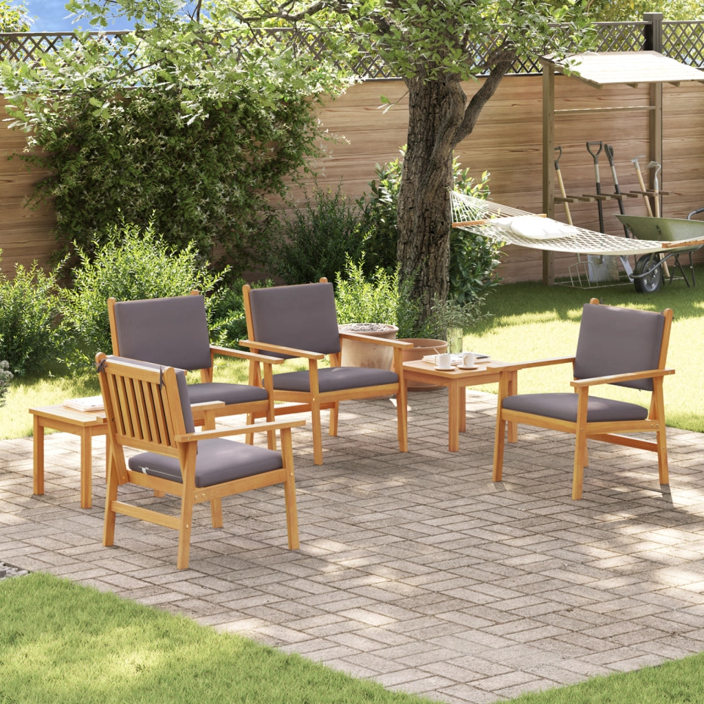 Set da pranzo da giardino 6 pezzi con cuscini in legno massello di acacia
