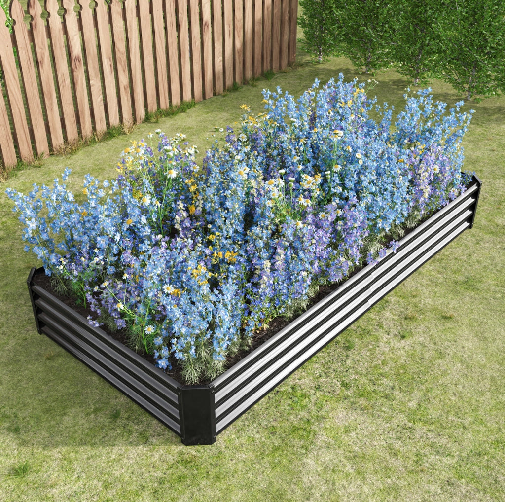 Fioriera rialzata in metallo 232 x 113,5 x 30 cm nera