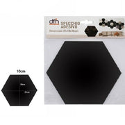 Trade Shop - 2pz Specchio Adesivo Esagonale Adesiva Murale Arredamento Casa 21x18cm 70877 Nero -