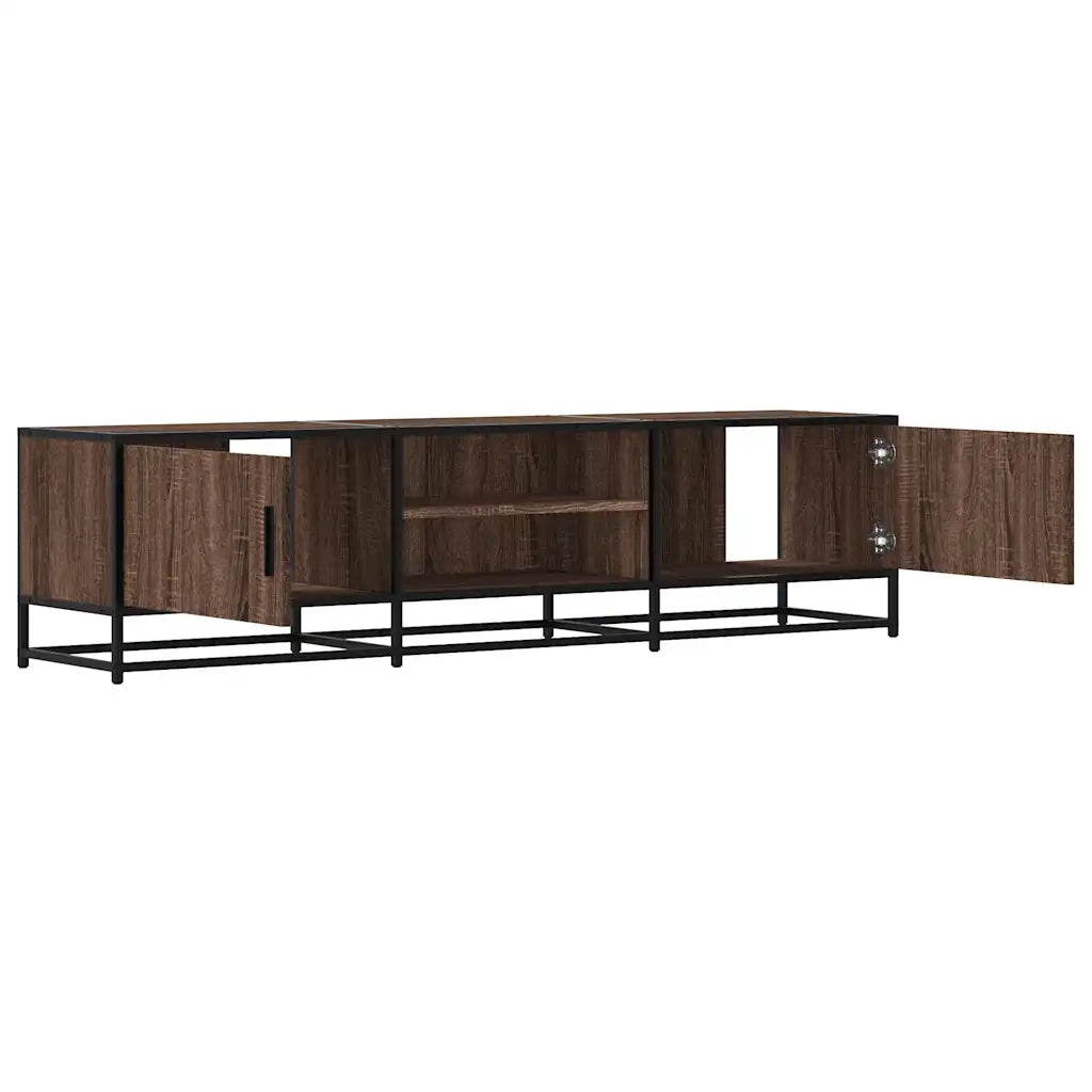 Mobile TV Rovere Marrone 160x35x41 cm Legno Multistrato Metallo