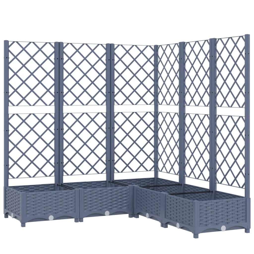 Fioriera rialzata per piante fiori patio giardino con traliccio 120 x 120 x 121,5 cm PP grigio 02_0038223