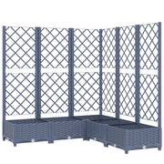 Fioriera rialzata per piante fiori patio giardino con traliccio 120 x 120 x 121,5 cm PP grigio 02_0038223