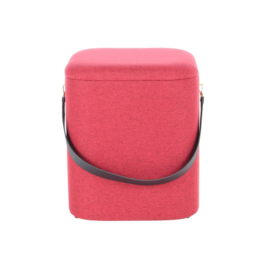 Set di 2 pouf contenitore Arabella in tessuto rosso e nero