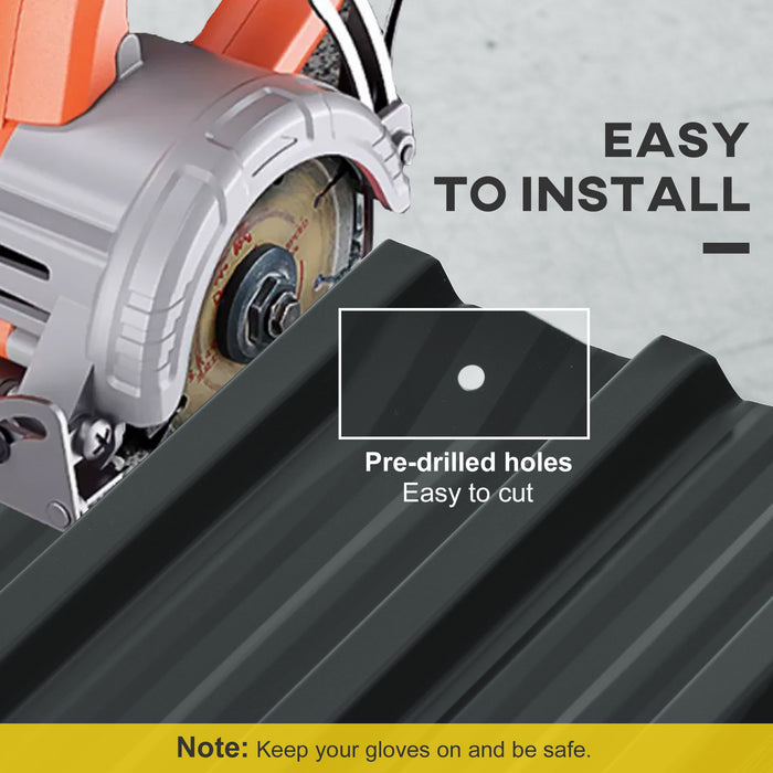 Set 12 Pannelli di Ricambio per Casette da Giardino 129x45 cm in Acciaio Zincato Grigio Scuro