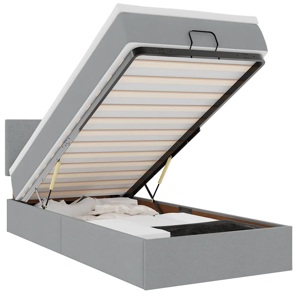 vidaXL Pouf Letto con Materasso Grigio Chiaro 100x200 cm in Tessuto