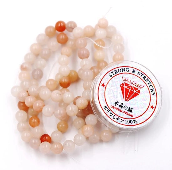 Kralen con filo per la creazione di accessori per l'autoaiuto Pietre per collane per l'autoaiuto Bracciale energetico terapeutico 10 mm = 76 pezzi e 1 rotolo di filo Pietre aventurine rosse 10 mm