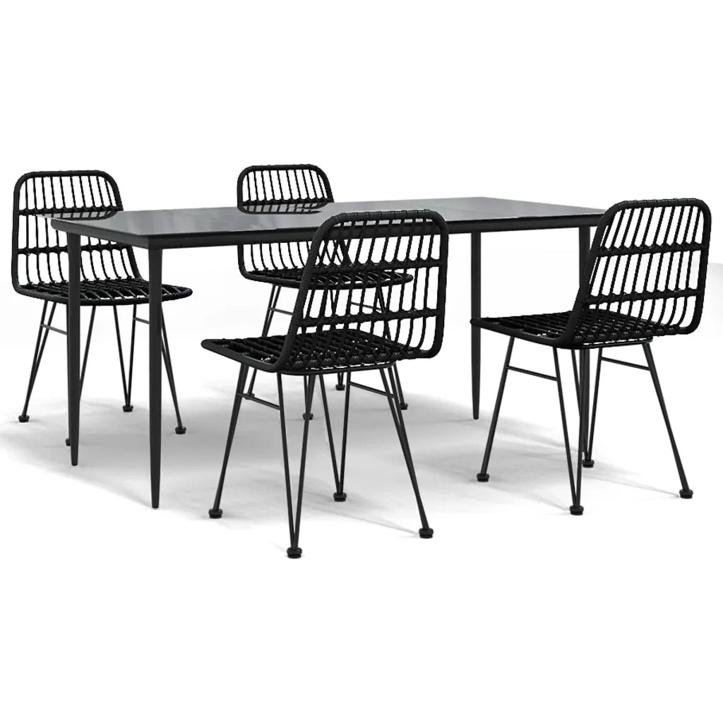 Set da Pranzo da Giardino 5 pz Nero in Polyrattan cod mxl 35588
