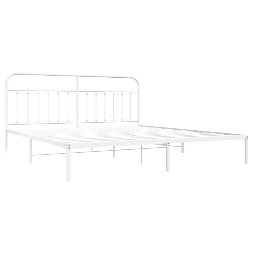 Letto matrimoniale | Letto per adulti | Giroletto con Testiera Metallo Bianco 200x200 cm